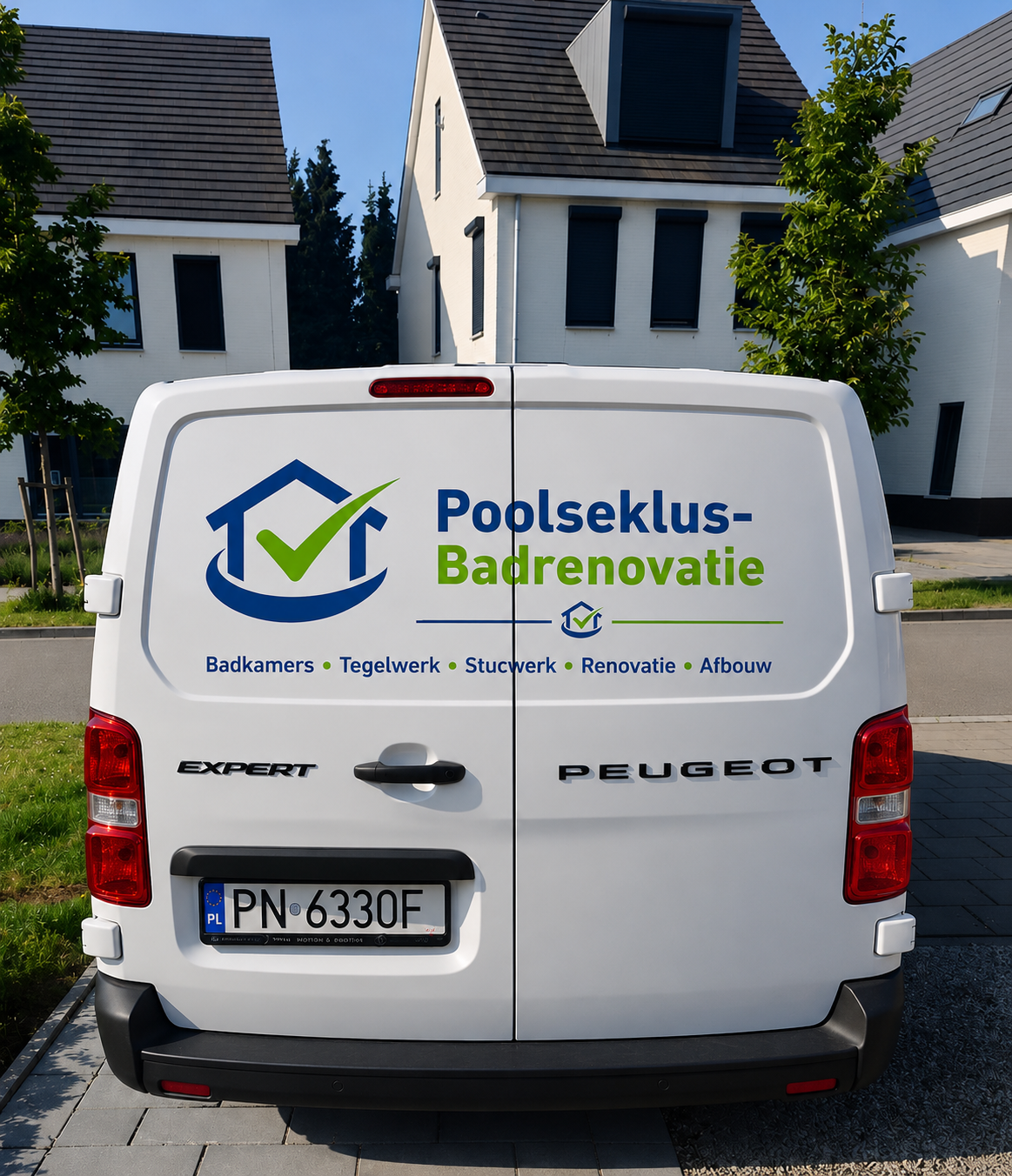 Bedrijfsbus van PoolseKlus-Badrenovatie