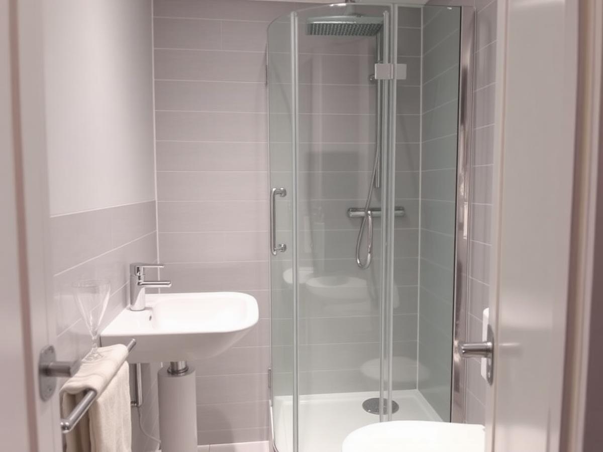 Kleine badkamer met glazen douchewand in Utrecht
